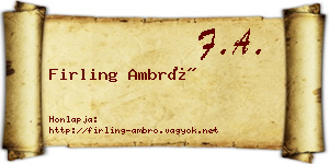 Firling Ambró névjegykártya